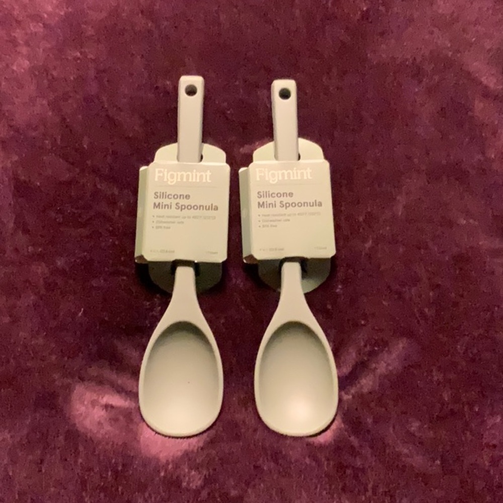 Figmint Silicone Mini Spoonula Kitchen Utensils Set of 2 Green